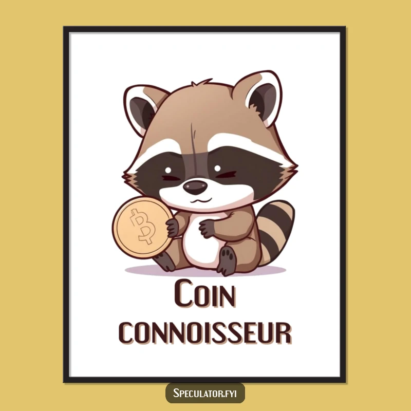 Funny Raccoon Coin Grin Poster - Witty Wall Art for the Shrewd Decorator