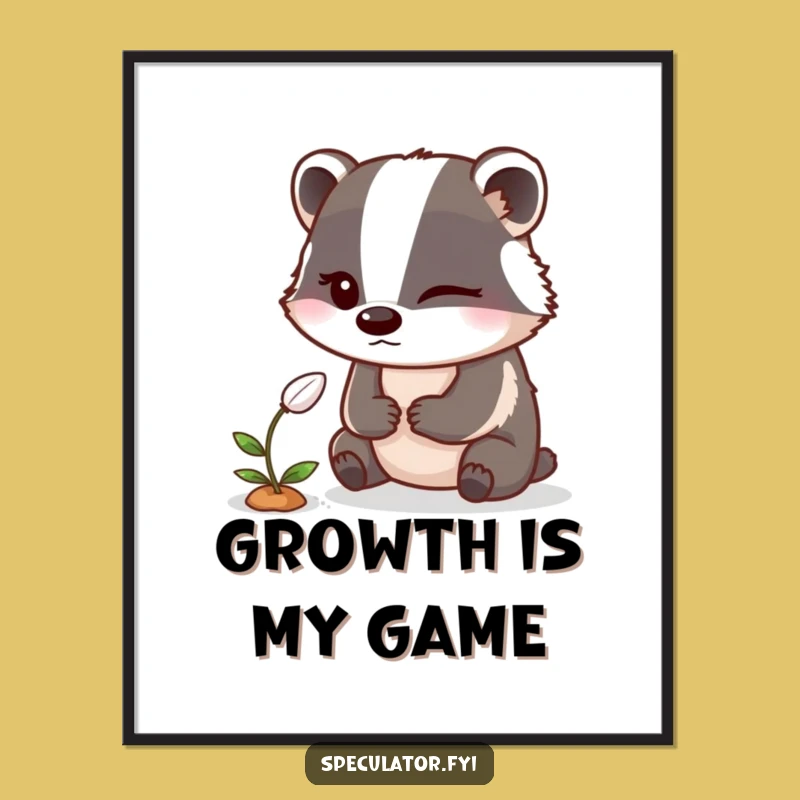 Funny Winking Badger Poster: Sneaky Gardener Art, Perfect Humorous Gift for Plant Lovers