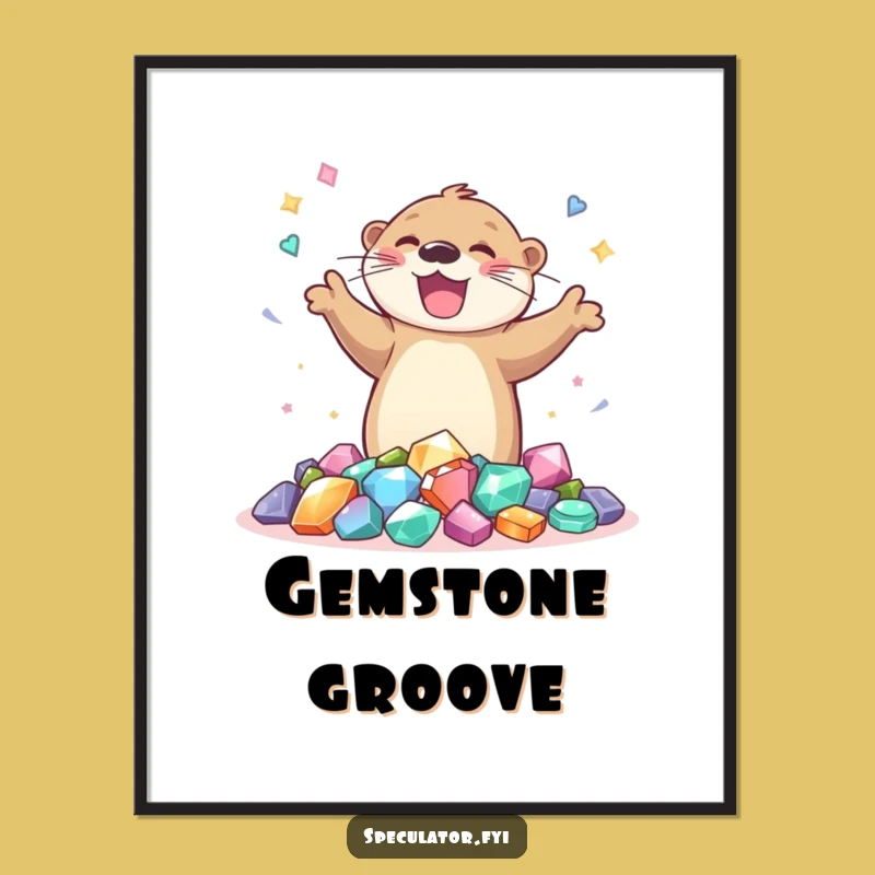 Funny Otter Gem Dance Poster: Joyful Wall Art for a Sparkly Vibe