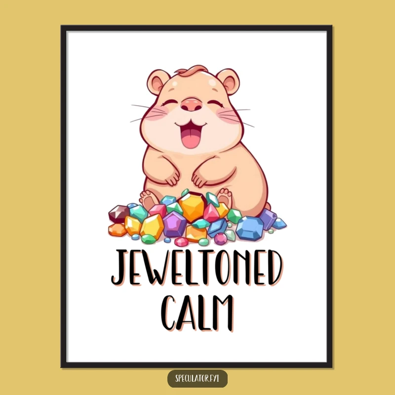 Funny Capybara Jewels Poster: Bring Relaxed Opulence to Your Walls!