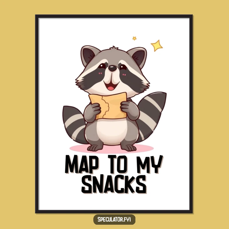 Funny Raccoon Treasure Map Poster - Hilarious Wall Art Gift!