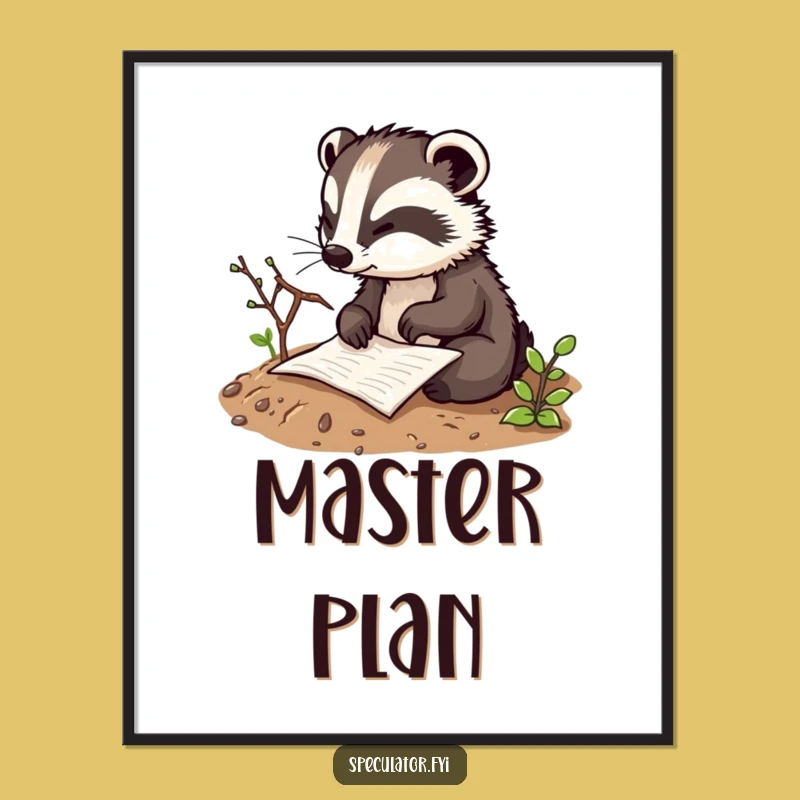 Funny Badger Plan Poster - Decorate with Thoughtful Strategy