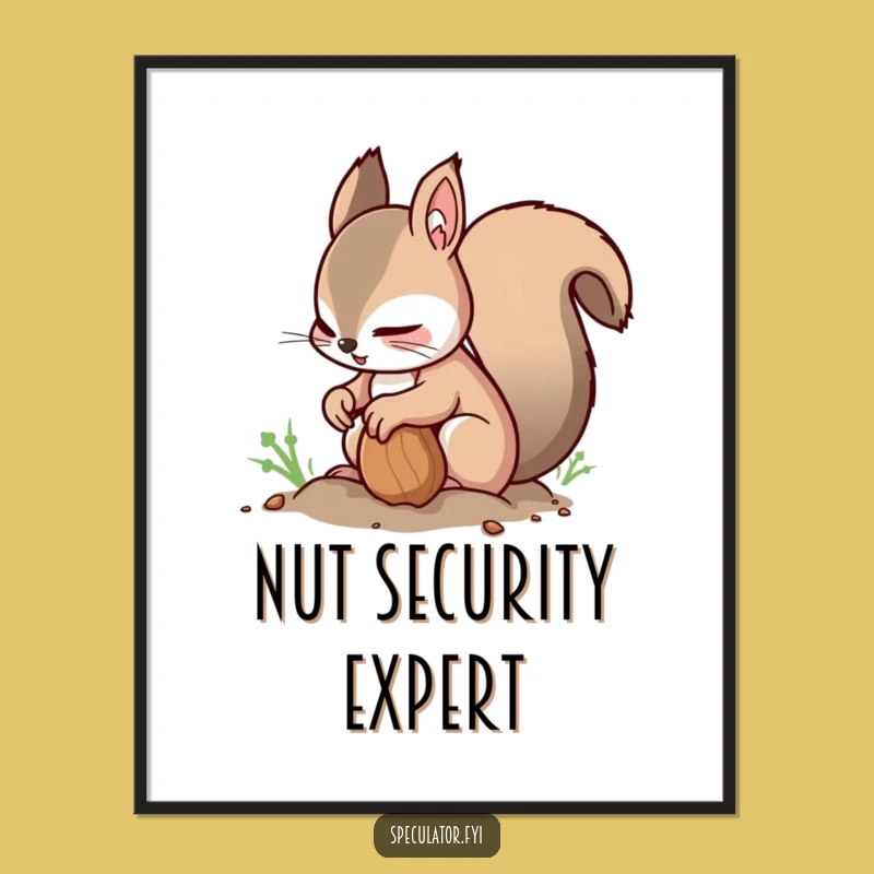 Funny Squirrel Nut Burying Poster - Witty Wall Art for the Prepared