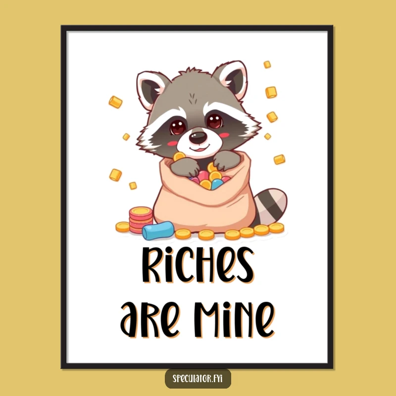 Funny Raccoon Riches Poster: Add Mischief and Laughter to Your Walls!