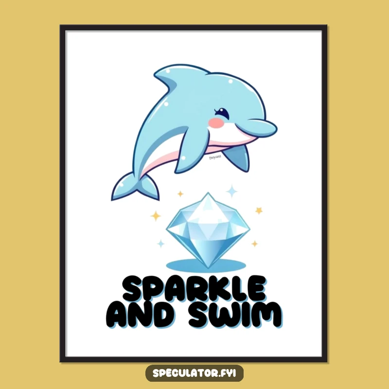 Funny Dolphin Diamond Leap Poster - Whimsical Aquatic Art Print Gift