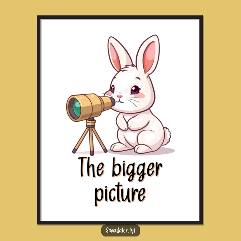Funny Curious Bunny Poster: Little Explorer Wall Art Gift
