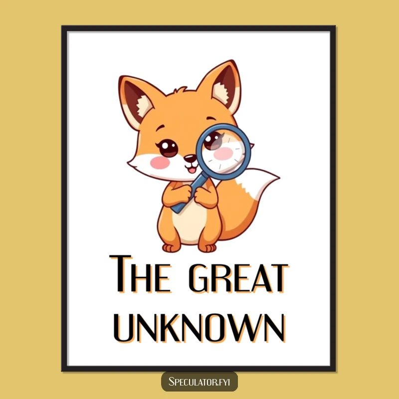Funny Fox Detective Poster: Curious Investigator Wall Art Gift