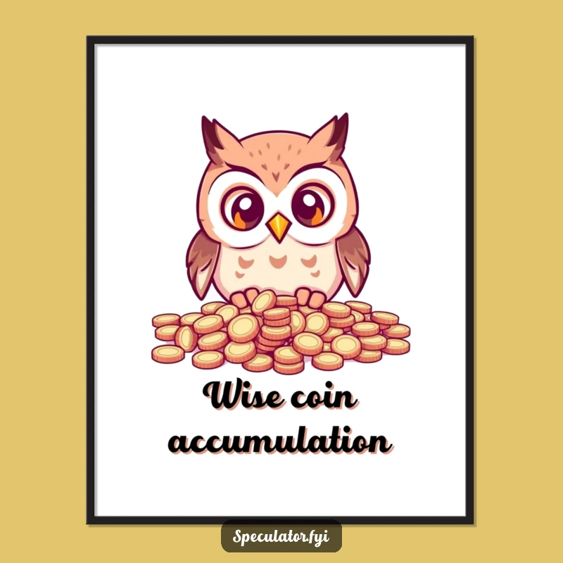 Funny Kawaii Owl Coins Poster - Whimsical & Humorous Wall Art