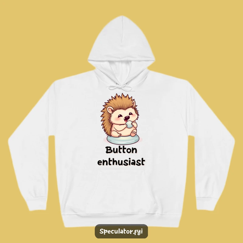 Cozy Funny Hedgehog Button Polishing Hoodie - Warm and Cute Gift!