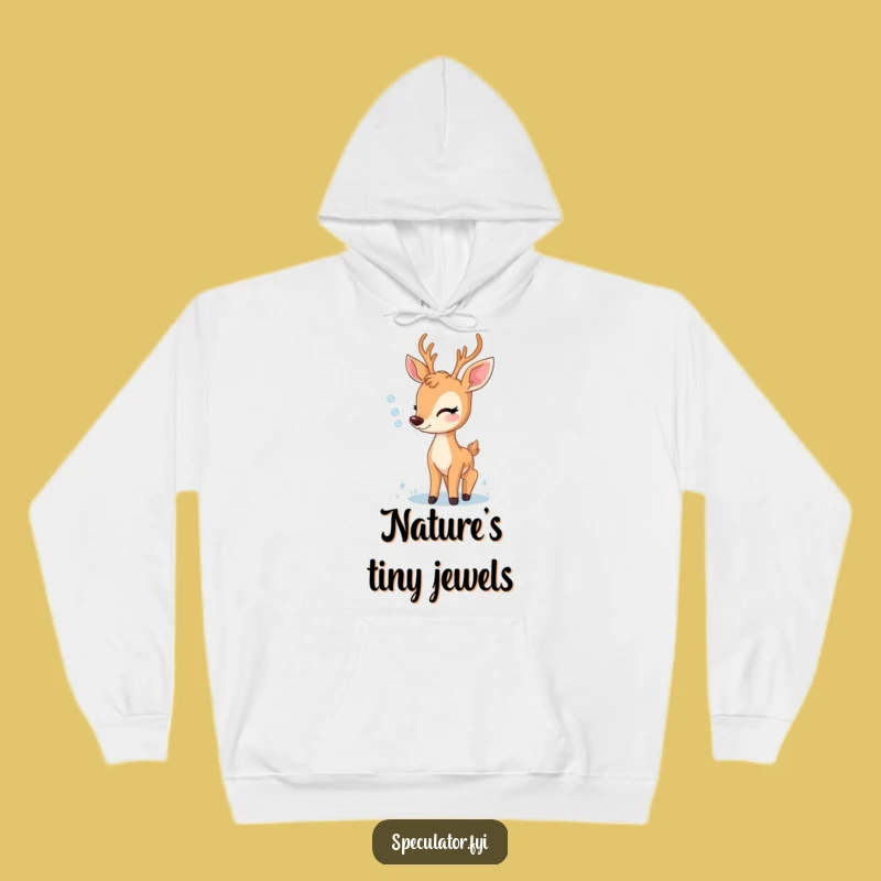 Cozy Funny Delighted Deer Dewdrop Hoodie - Warm & Whimsical Gift