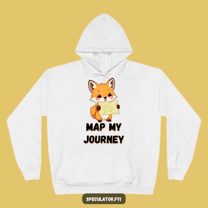 Cozy Funny Fox Cub Map Hoodie: Stay Warm on Your Adventures with This Hilarious Design