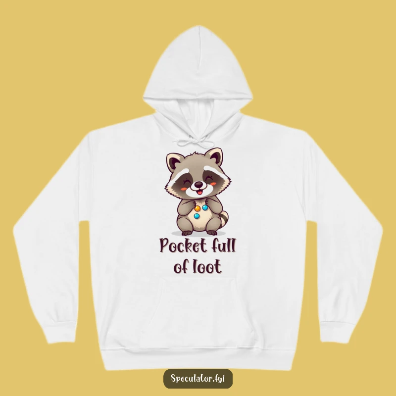 Cozy Funny Giggling Raccoon Button Counting Hoodie - Warm & Hilarious Gift