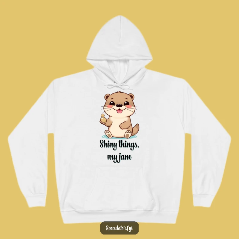 Cozy Funny Otter Pebble Toss Hoodie: Lively Grin, Perfect Funny Gift