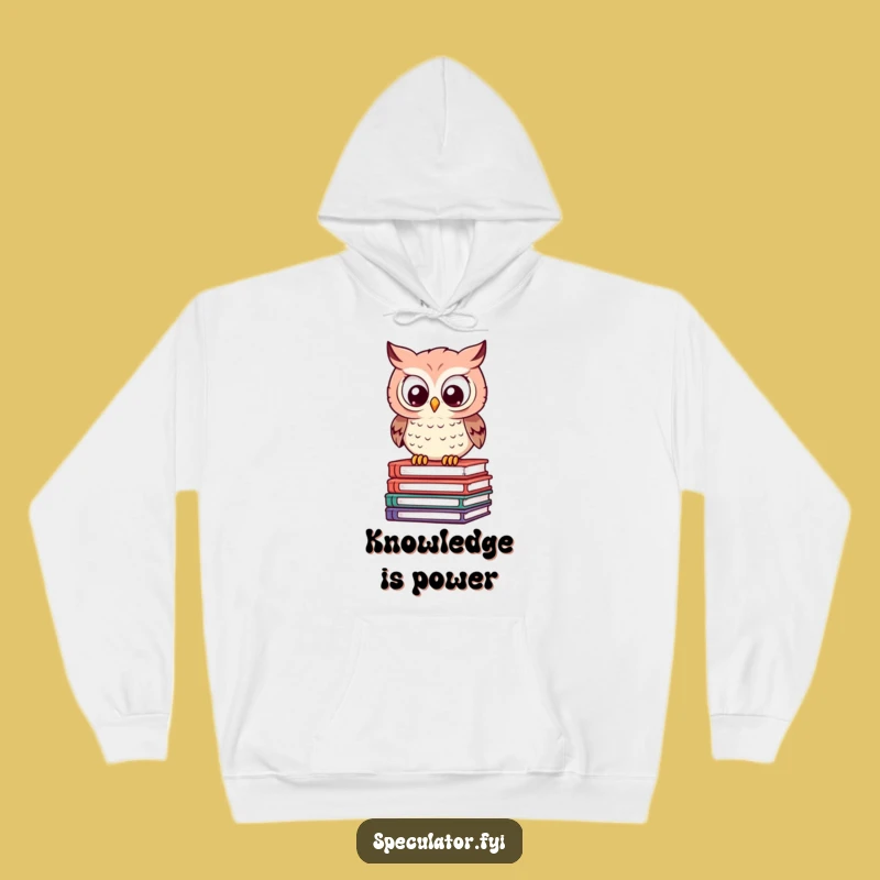 Funny Owl Book Stack Hoodie - Cozy Wit for the Brainy Bird