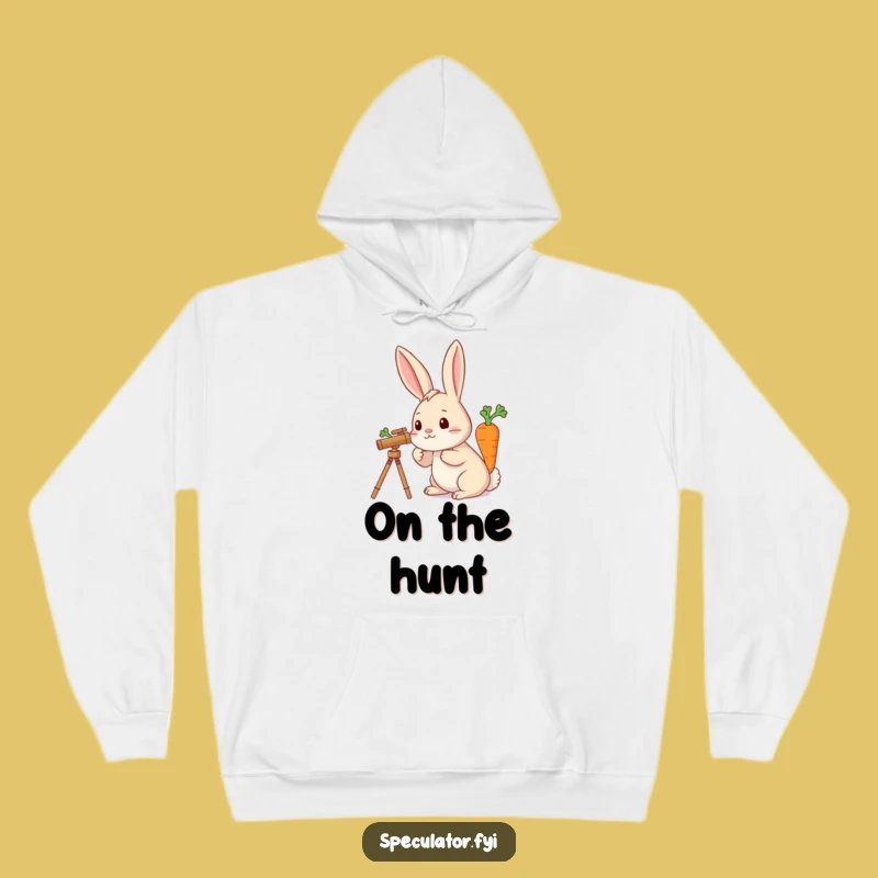 Funny Rabbit Telescope Carrot Hoodie - Cozy Explorer Sweatshirt, Warm Humorous Gift