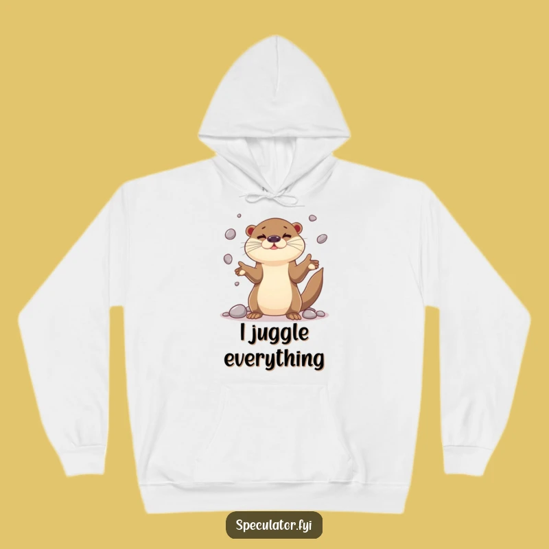 Cozy Funny Otter Juggling Hoodie - Stay Warm, Stay Skillful