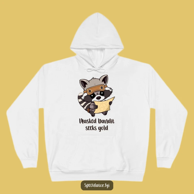 Cozy Funny Raccoon Treasure Map Hoodie: Determined Bandit, Perfect Funny Gift