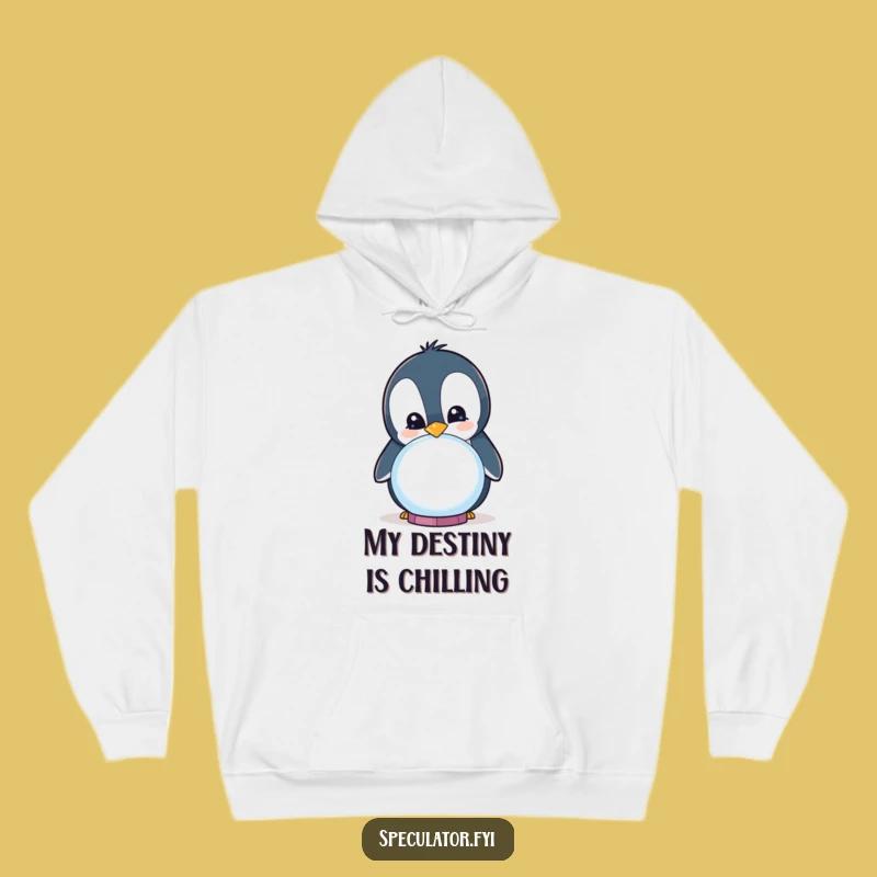 Funny Curious Penguin Crystal Ball Hoodie - Cozy Foresight Gift!