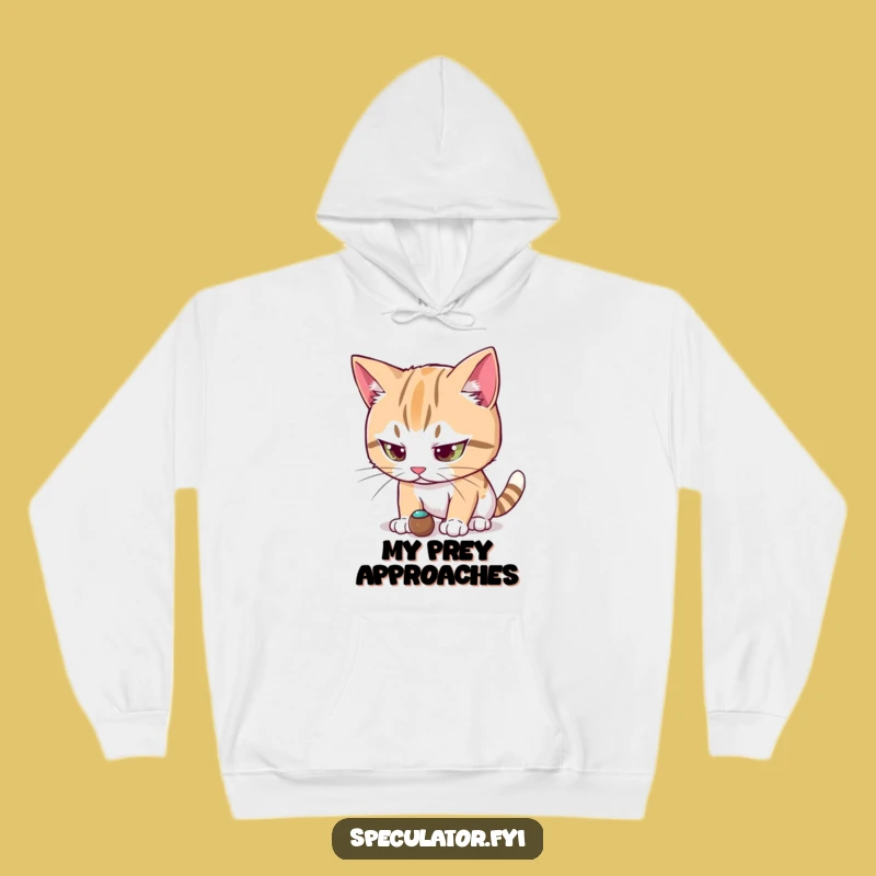 Cozy Funny Cat Focus Hoodie - Stay Warm, Stay Watchful