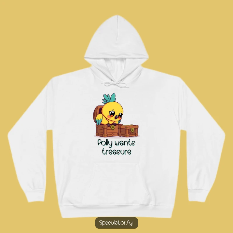 Cozy Funny Parrot Treasure Hoodie - Warm Avian Explorer Apparel Gift