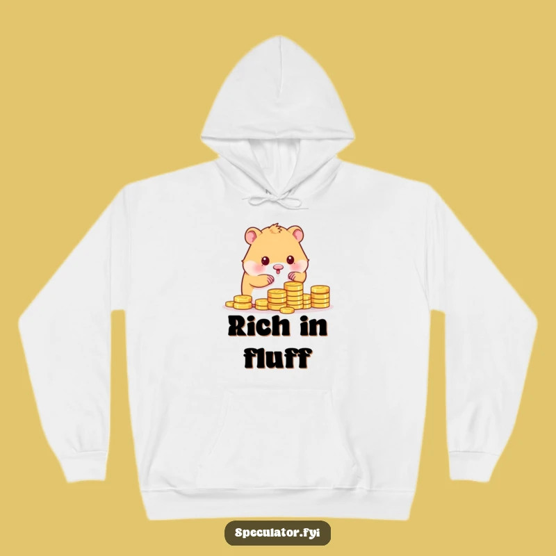 Cozy Funny Kawaii Hamster Counting Gold Coins Hoodie - Great Funny Gift!