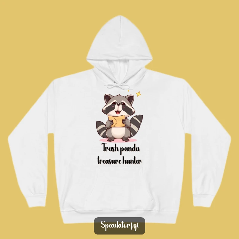 Cozy Funny Raccoon Treasure Map Hoodie - Warm and Hilarious Gift!