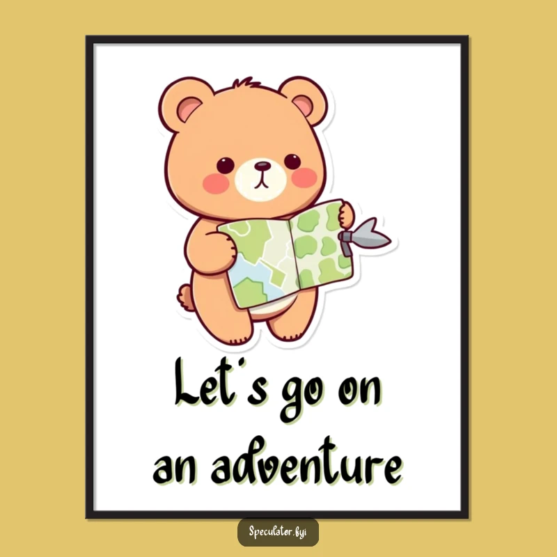 Adventurous Free Printable Wall Art: Bear's Map for a Fun Downloadable Decor