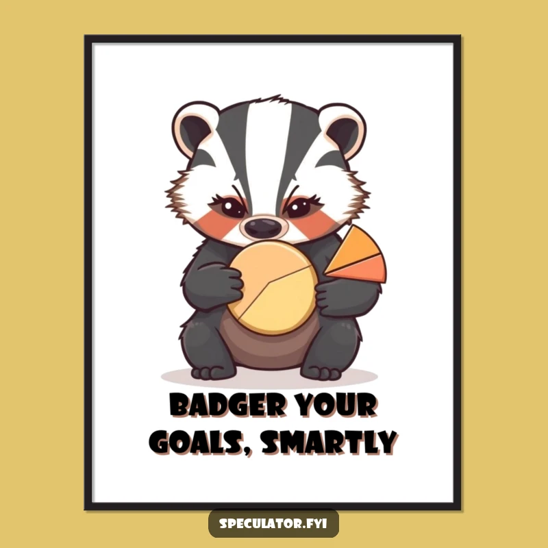 Funny Free Printable Wall Art: Determined Badger Pie Chart, Quirky Downloadable Decor