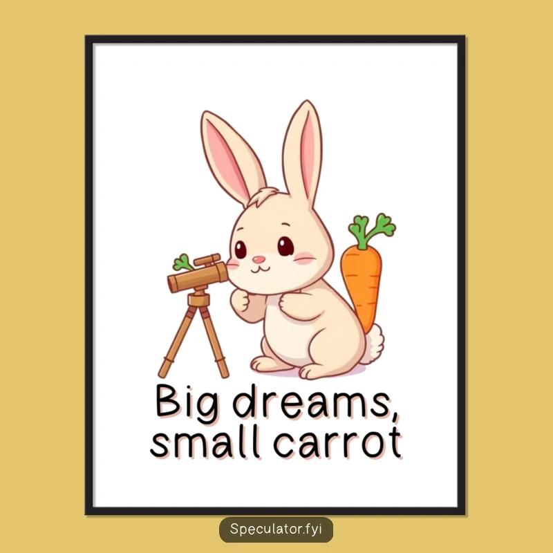 Free Printable Wall Art: Rabbit's Carrot Telescope View - Funny Downloadable Art for Dreamers