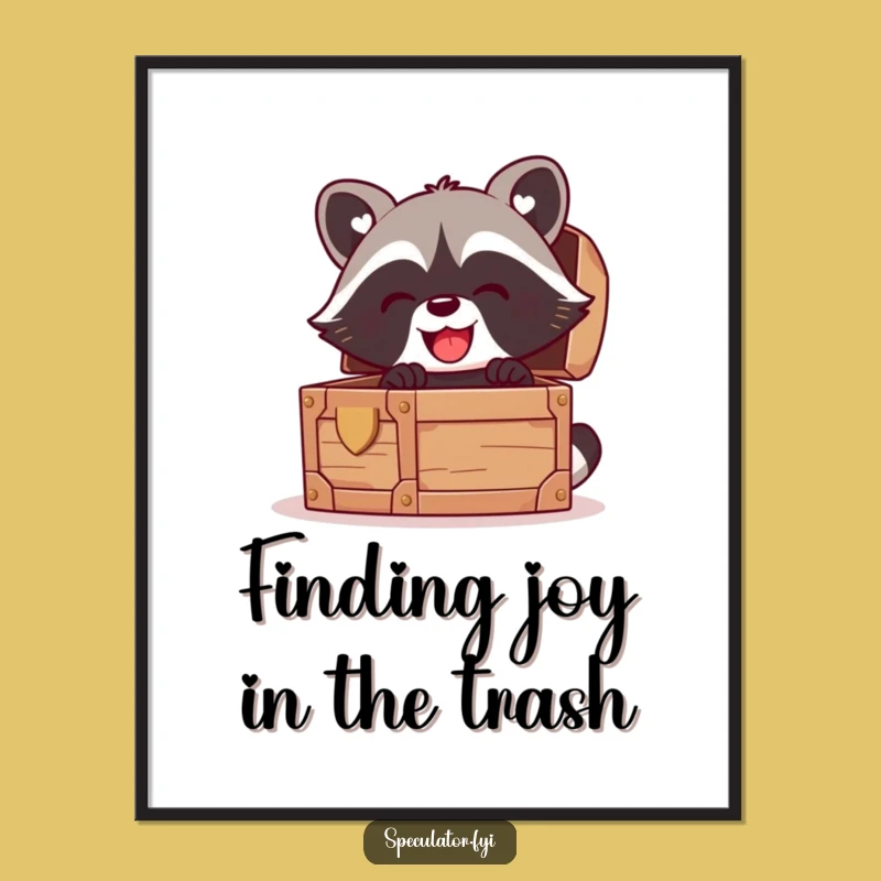 Whimsical Free Printable Wall Art: Raccoon's Treasure for a Funny Downloadable Decor