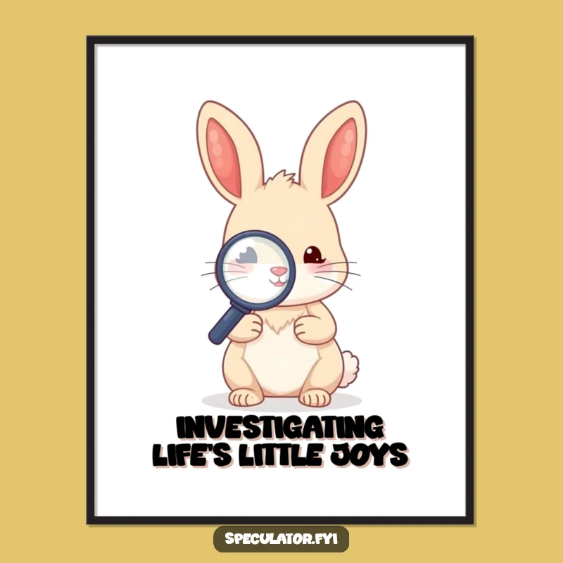 Free Printable Kawaii Rabbit Wall Art: Funny Curious Explorer Downloadable Art
