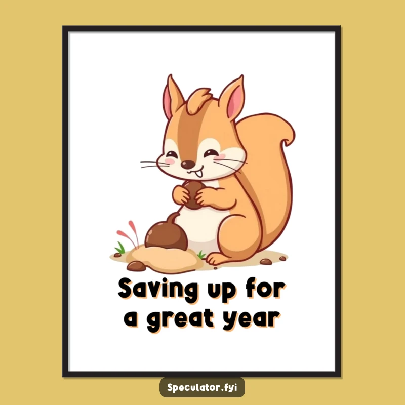 Free Printable Kawaii Squirrel Wall Art: Funny Hoarder Downloadable Art