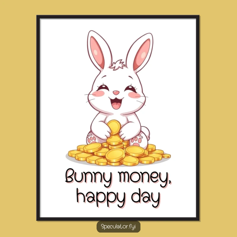 Free Printable Wall Art: Bunny & Coins - Fortune Downloadable Decor
