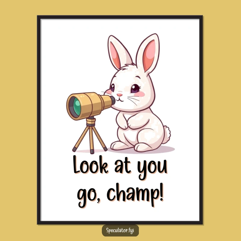 Free Printable Wall Art: Bunny Gazing Through Telescope, Whimsical Decor