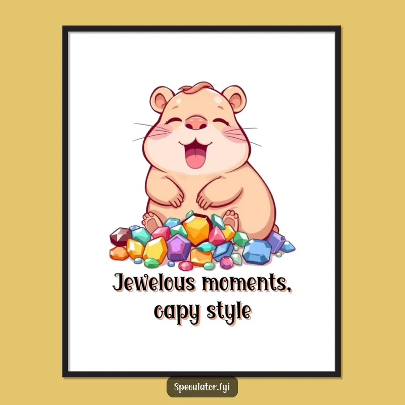 Free Printable Wall Art: Capybara's Jewel Oasis, Downloadable Home Decor