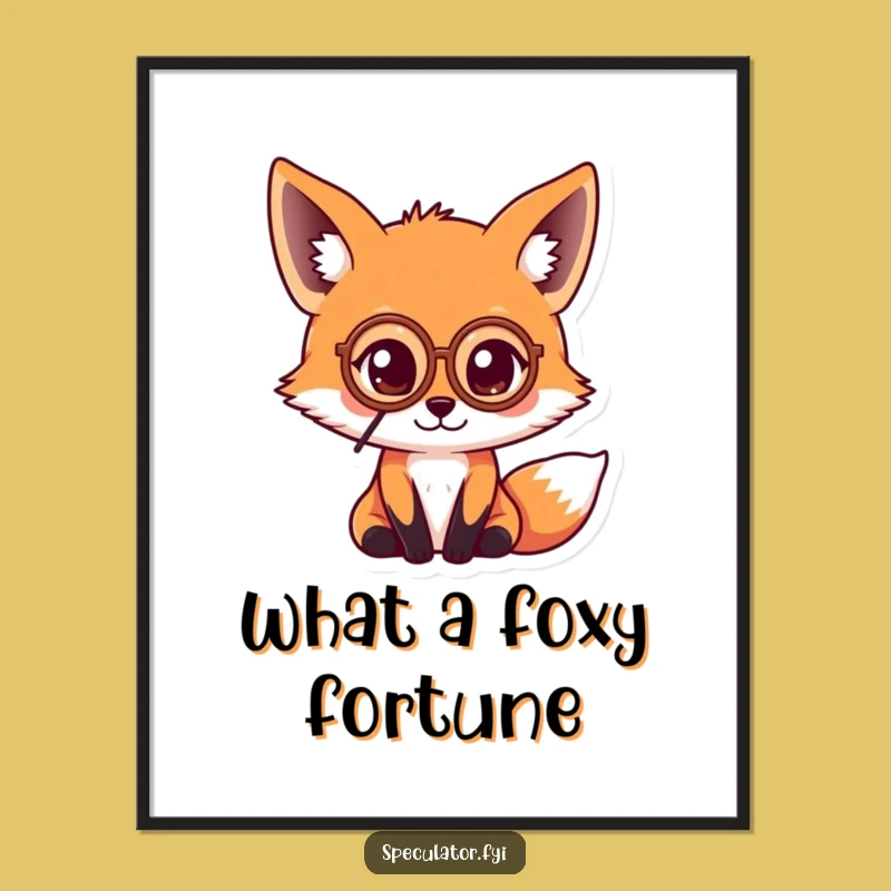 Free Printable Wall Art: Dapper Fox Inspects Coin - Funny Downloadable Art