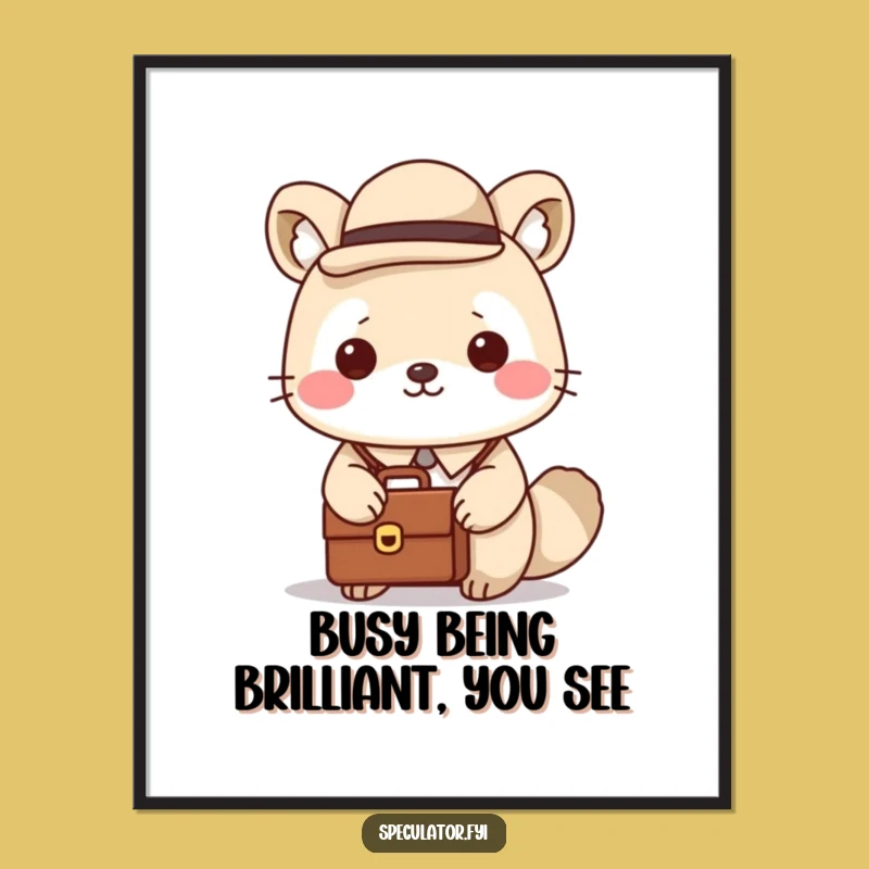 Free Printable Wall Art: Dapper Kawaii Animal, Quirky Downloadable Art for a Professional Touch