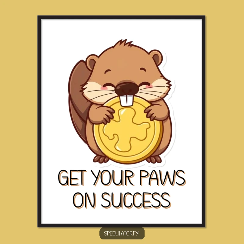 Free Printable Wall Art: Determined Beaver Coin Art for a Lucky Space