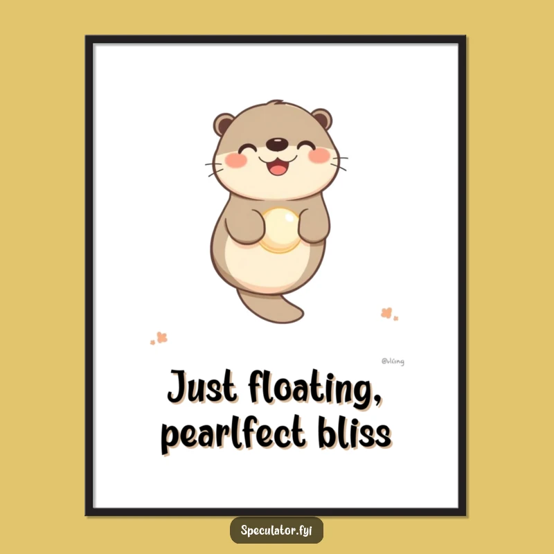 Free Printable Wall Art: Happy Otter's Pearl Treasure, Downloadable Home Decor