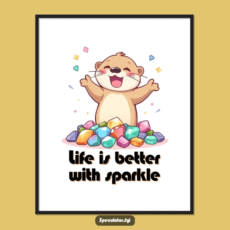 Free Printable Wall Art: Joyful Otter Gem Art for a Whimsical Space