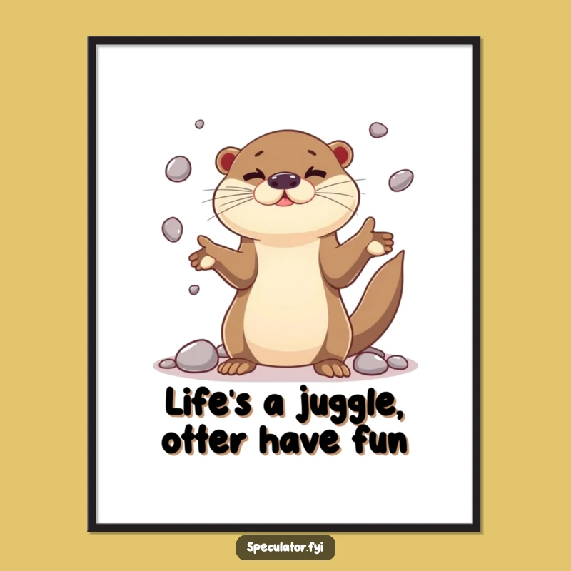 Free Printable Wall Art: Juggling Otter - Playful Decor Downloadable