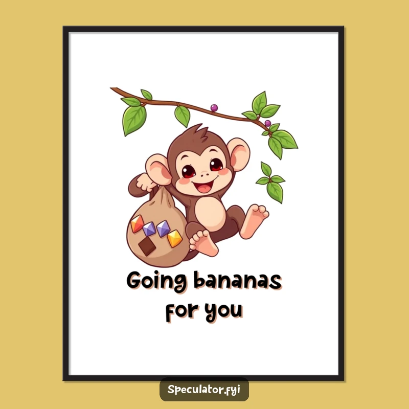 Free Printable Wall Art: Monkey's Gem Swing - Funny Downloadable Art for Adventurous Spaces