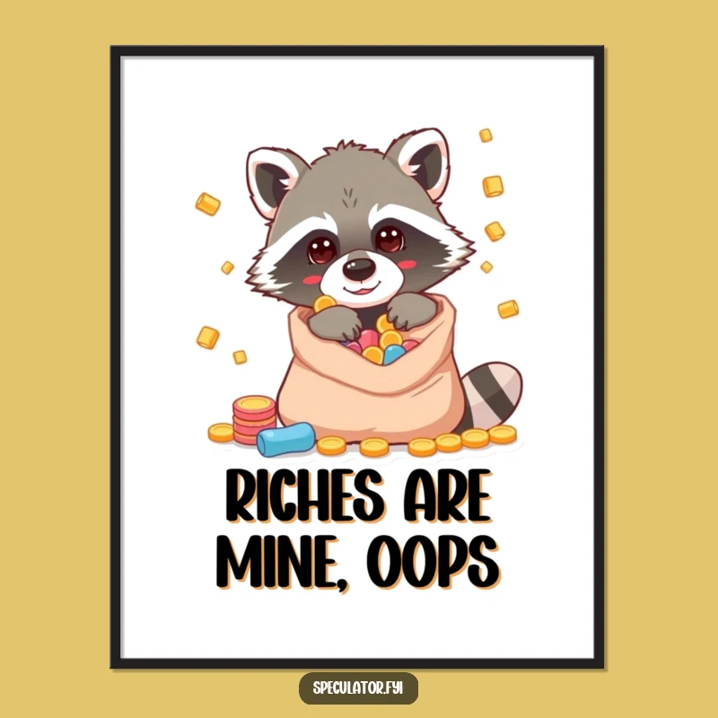 Free Printable Wall Art: Raccoon's Riches Discovery, Downloadable Decor