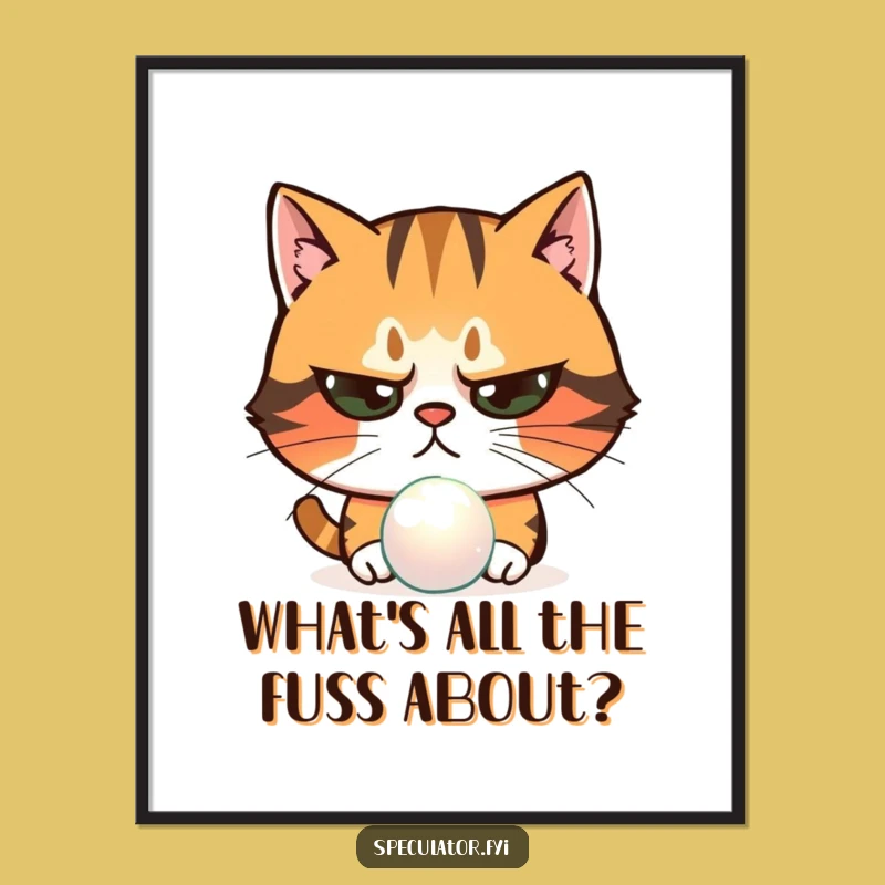 Free Printable Wall Art: Skeptical Cat Pondering Mysteries, Quirky Decor