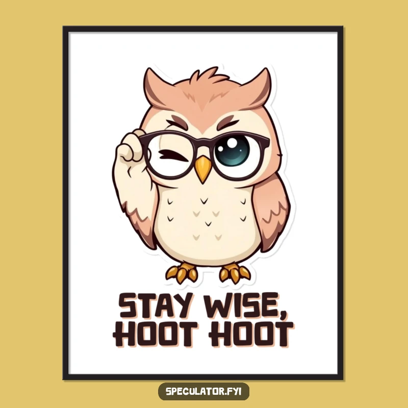 Free Printable Wall Art: Wise Winking Owl, Intellectual Downloadable Decor