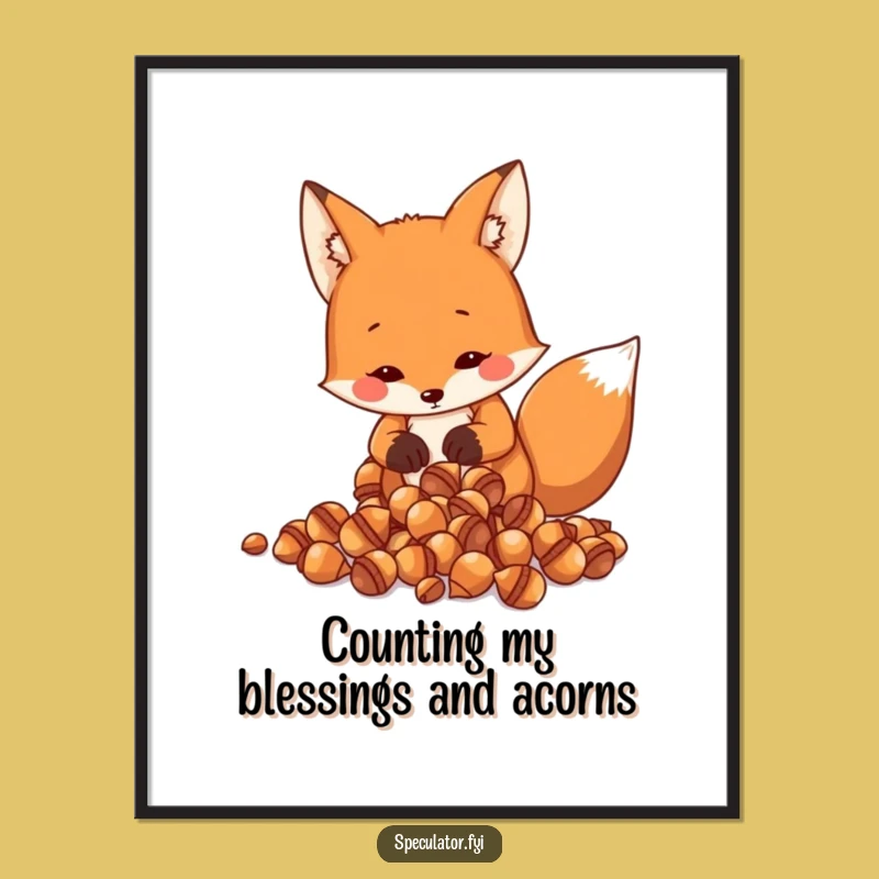 Funny Free Printable Fox Wall Art: Clever Acorn Counting Downloadable Decor