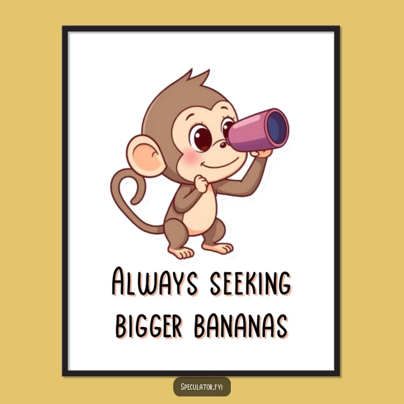 Funny Free Printable Monkey Wall Art: Quirky Banana Spyglass Downloadable Decor