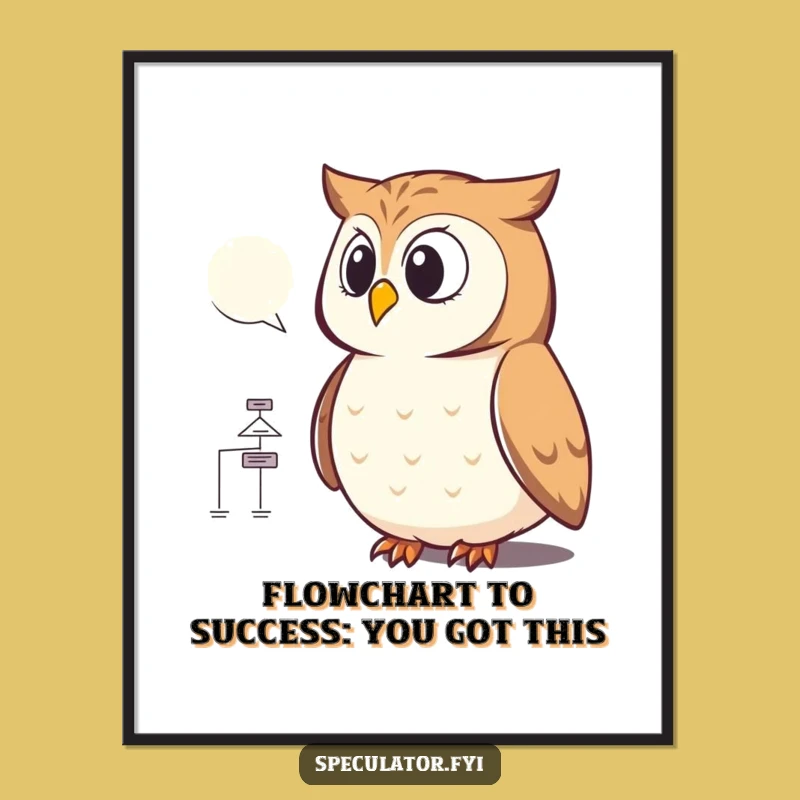 Funny Free Printable Owl Wall Art: Downloadable Flowchart Humor Decor Gift