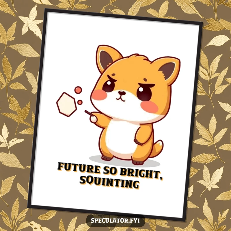 Funny Free Printable Wall Art: Kawaii animal questioning an abstract shape, humorous downloadable art for any room.