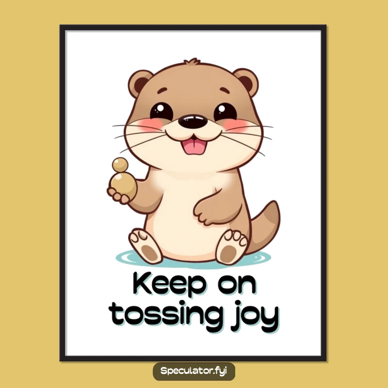 Free Printable Otter Art: Funny Pebble Toss Downloadable Poster